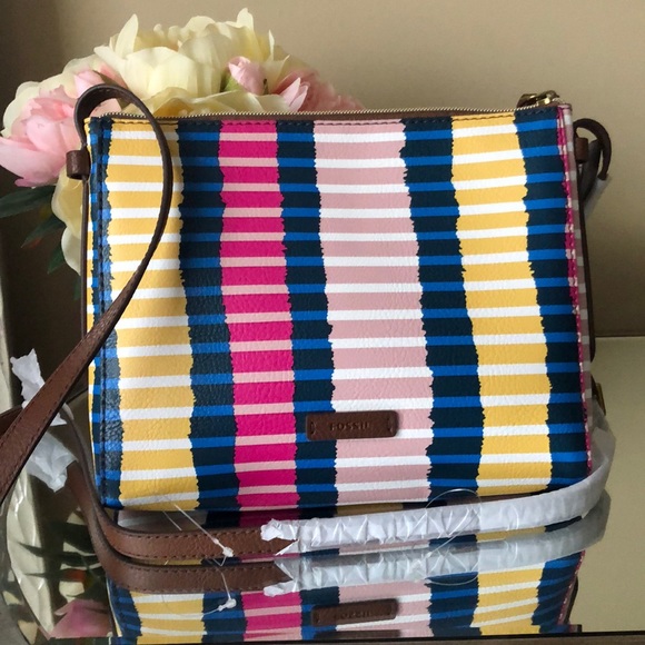 Brand New FOSSIL Crossbody Striped Bag - Picture 2 of 8